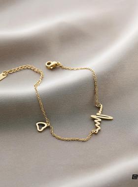 精致百搭女学生设计感简约高级感创意短款心电图时尚心跳项链韩版