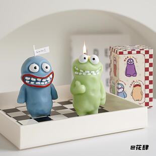 韩国怪兽香薰蜡烛蜡烛闺蜜蓝色呲牙怪蜡烛紫色傻笑怪蜡烛送朋友