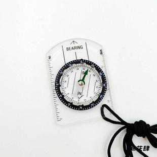 刻度尺户外求生地图多功能指北针实用小巧亚克力挂绳迷你比例尺