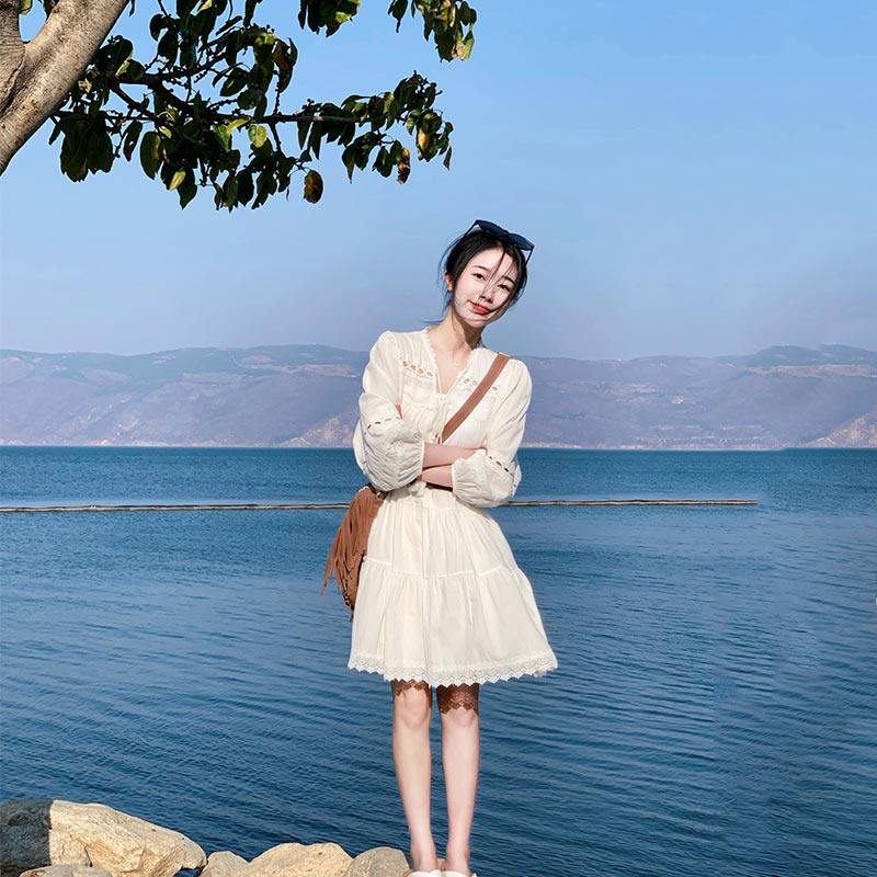 新疆草原川西旅游穿搭女装连衣裙海边去云南青海湖旅游穿的裙子