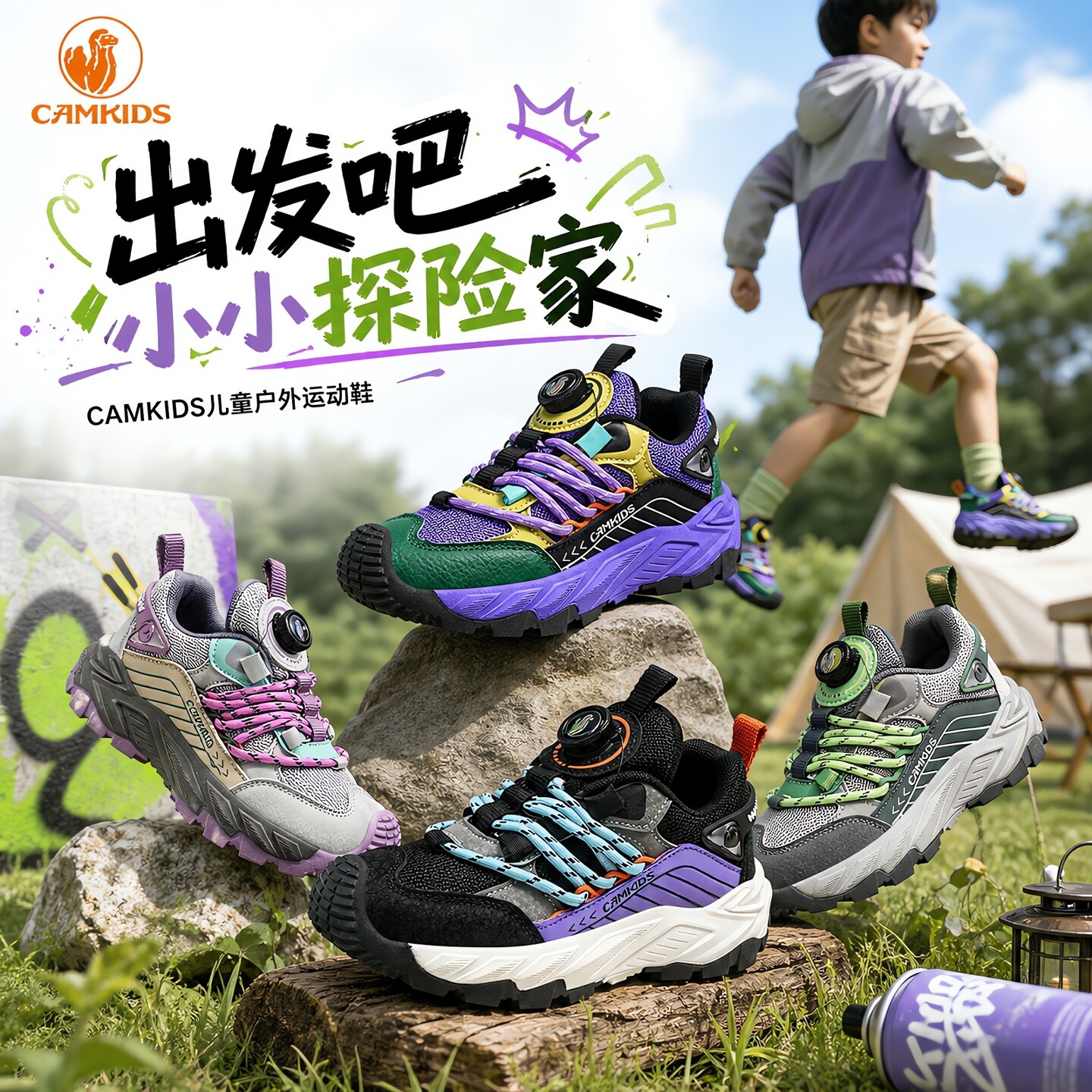 CAMKIDS儿童鞋徒步鞋春秋新款