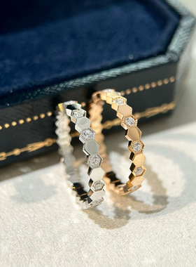 S925纯银精工高级感CNC工艺蜂巢戒指女轻奢间钻食指菱格叠戴指环