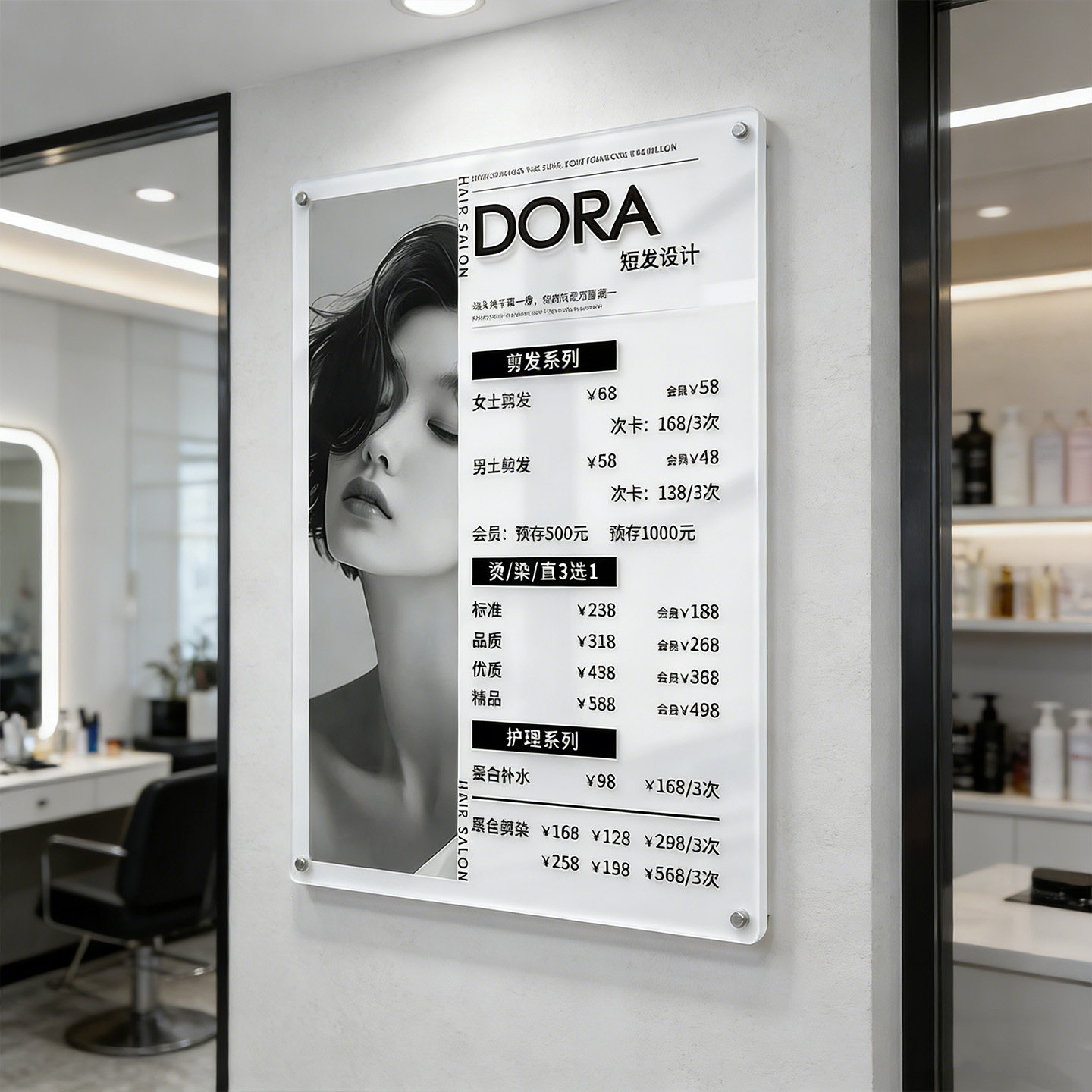 亚克力美容院美甲美发店价格表展示牌定制桌牌理发店理发价格表广告牌