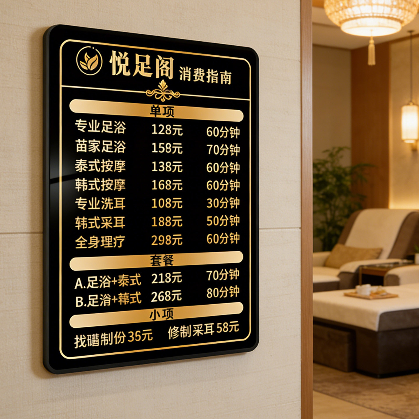 洗浴中心价目表定制澡堂餐饮美容院头疗养生SPA会所足浴按摩游泳池