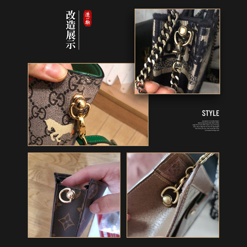 ROTATING MONK HEAD CLUTCH COSMETIC BAG MAKEOVER WASH BAG PUNCHED RING BUCKLE ACCESSORIES HIGH-GRADE SIDE HANGING BUCKLE COPPER
