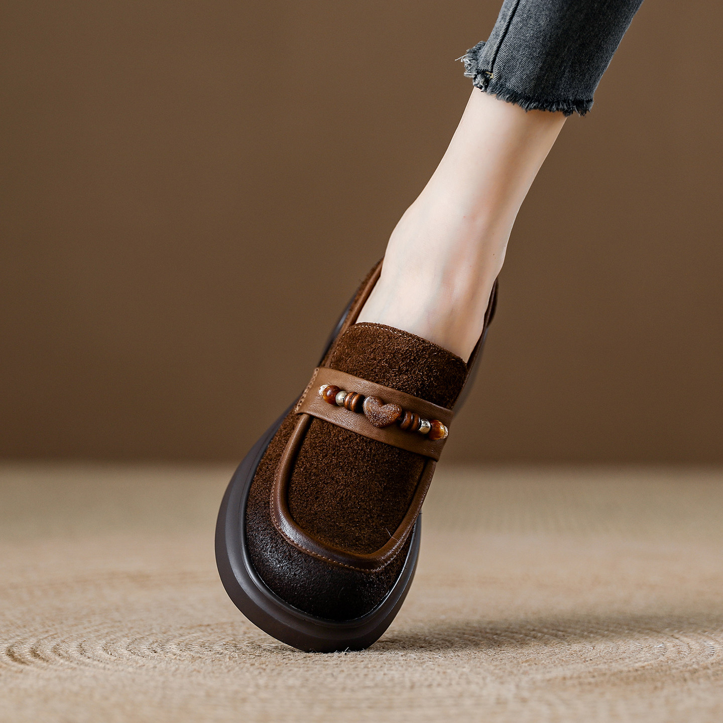 头层牛皮复古乐福鞋女2025秋季新款厚底女鞋百搭英伦风小皮鞋单鞋,女鞋,浅口单鞋,淘宝优惠券,粉丝福利购,淘宝优惠卷