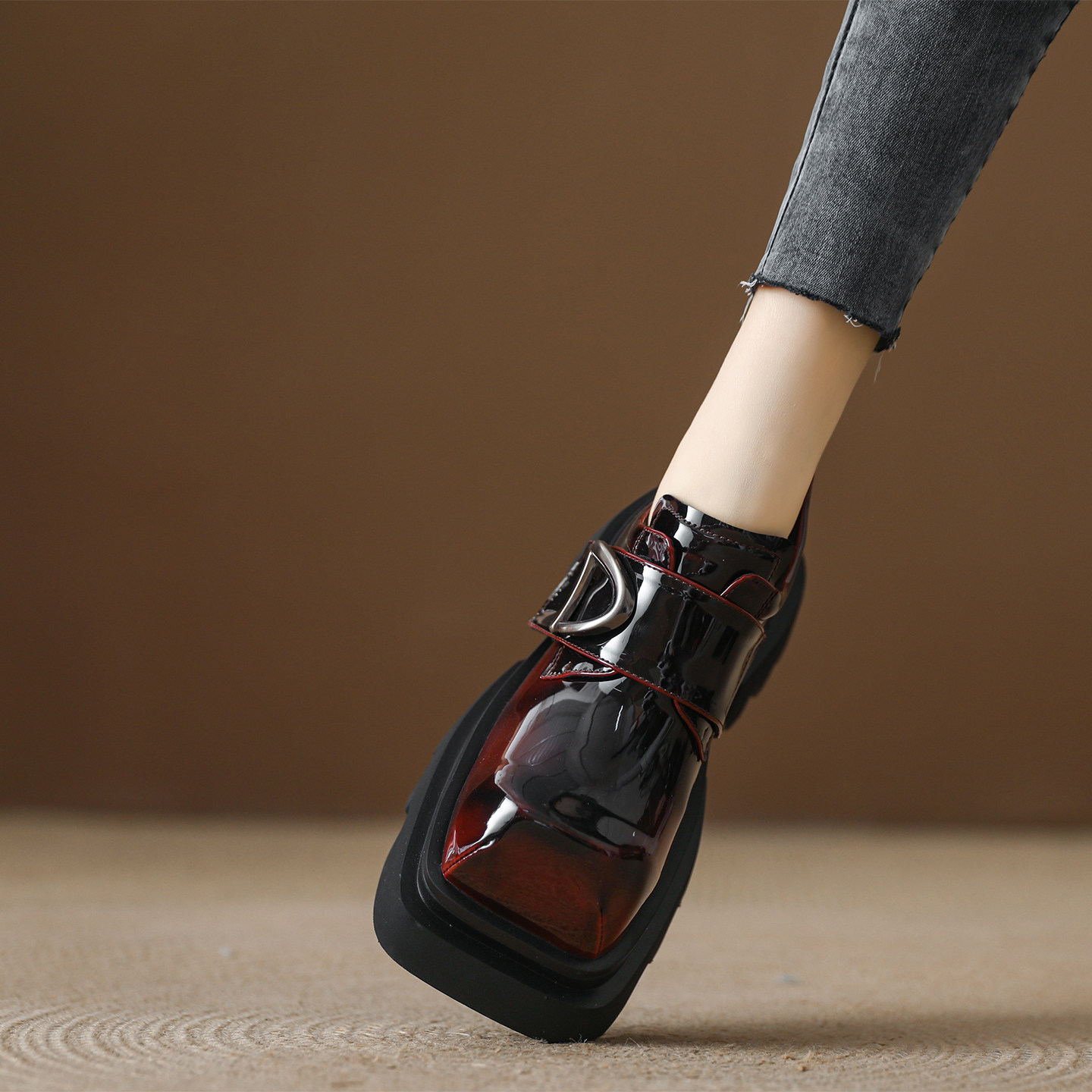 厚底增高方头乐福鞋2026春季新款英伦风软底舒适时尚百搭小皮鞋女,女鞋,乐福鞋（豆豆鞋）,淘宝优惠券,粉丝福利购,淘宝优惠卷