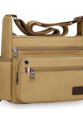 休闲帆布男包百搭单肩斜挎包简约男士小背包潮流单肩包旅行包复