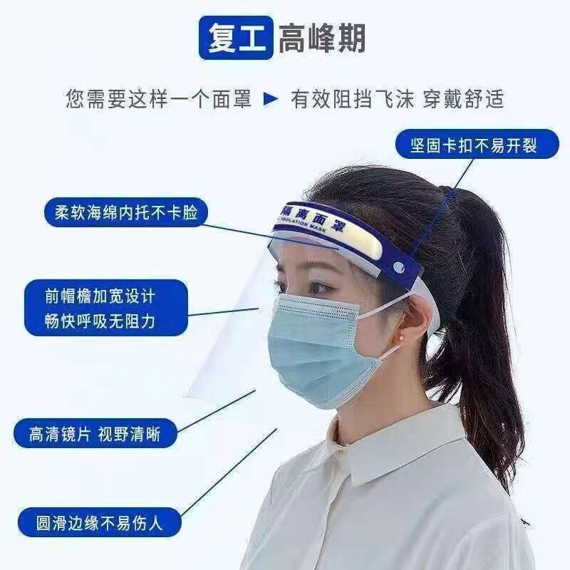 TM高清透明成人防护面罩医用隔离防护面屏防飞溅双面防雾