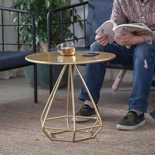 北欧客厅金属小圆桌黑色圆形茶几现代小桌子创意酒店宾馆沙发边几