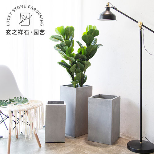 高级轻奢方形水泥花盆极简风