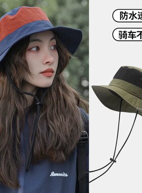 户外拼色防晒渔夫帽男女夏季速干