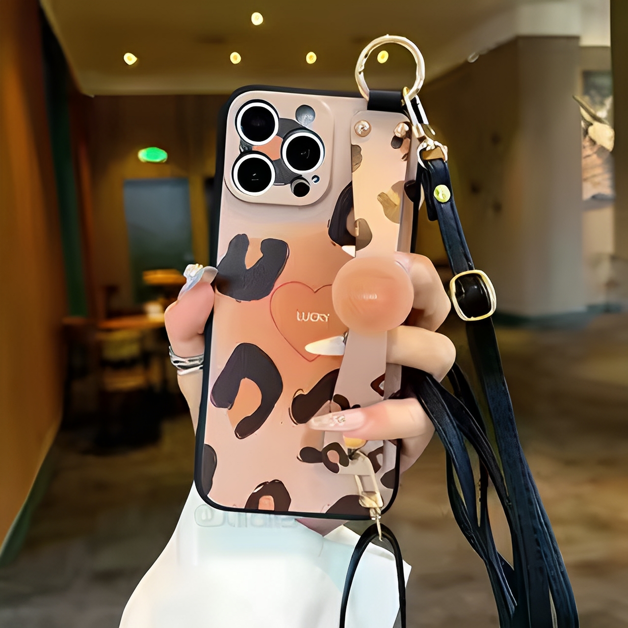 豹纹爱心手机壳适用vivo系列