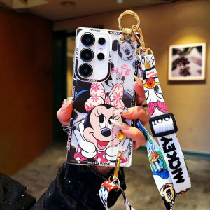 三星Galaxy S25Ultra卡通S24Plus米奇米妮S23FE软壳S30Ultra小众可爱高级感腕带S2E支架Note20新款保护套防摔