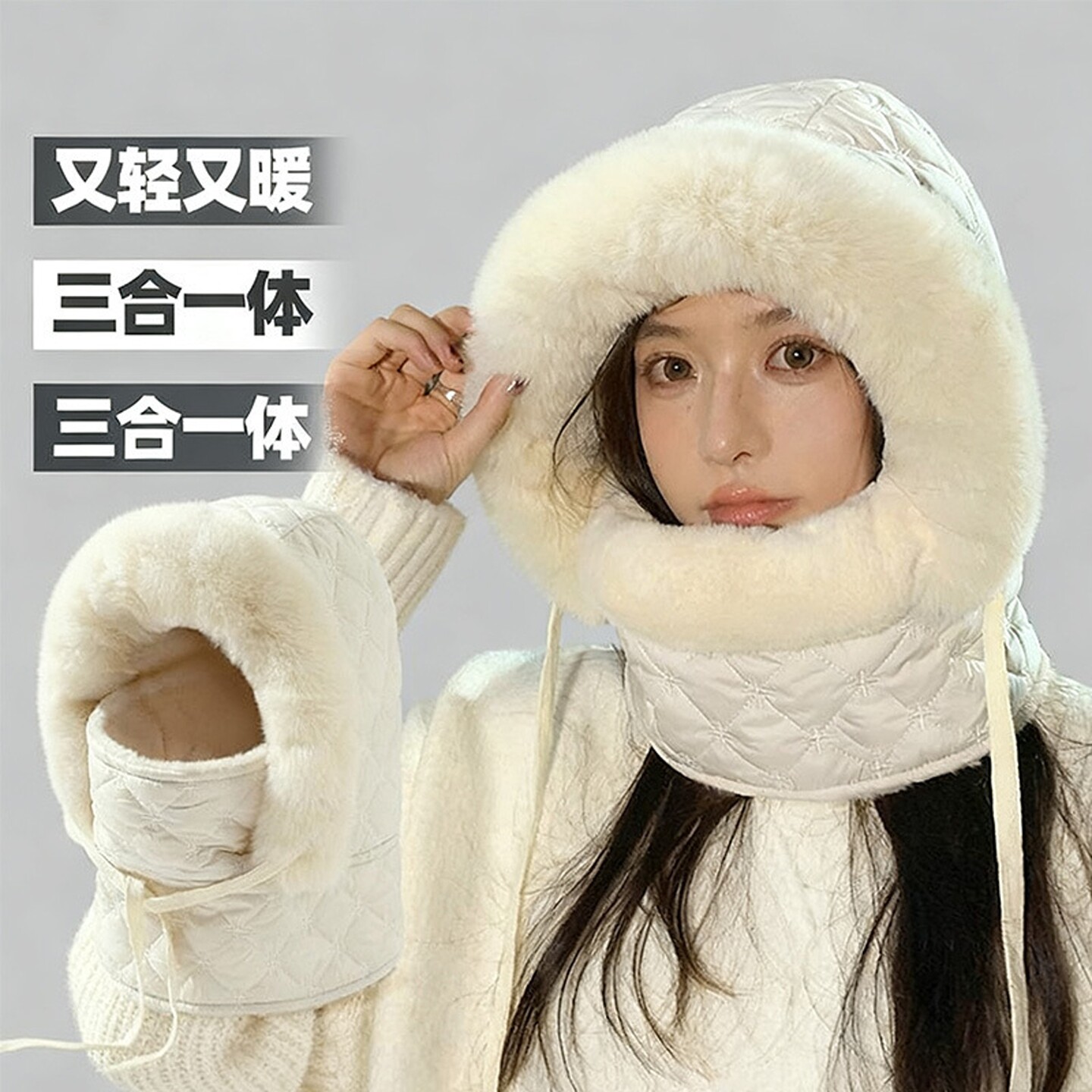 2025新款冬季女款骑行帽防风防寒一体护耳帽防水加厚保暖帽子男