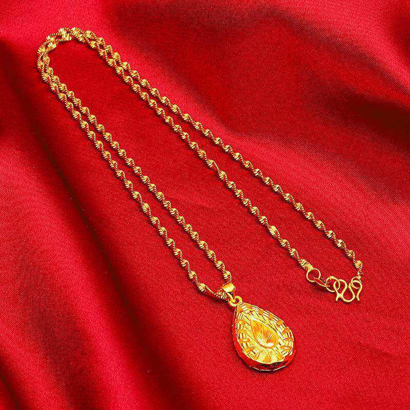 七夕礼物越南沙金吊坠女 桃心形镂空铜镀金项饰展销仿黄金水滴坠