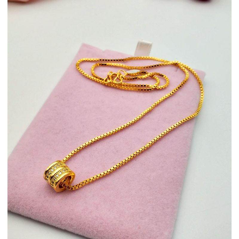 越南沙金项链女锁骨链镀24k黄金色首饰小蛮腰吊坠转运珠久不掉色