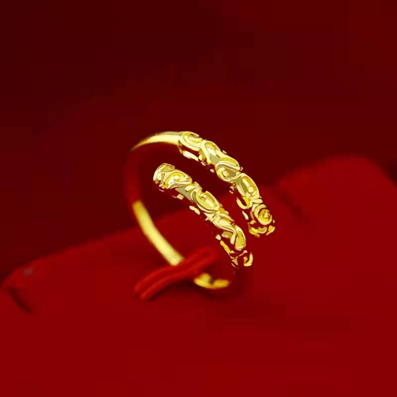 金箍棒戒指情侣一对紧箍咒男女同款不掉色越南沙金仿真黄金24K金