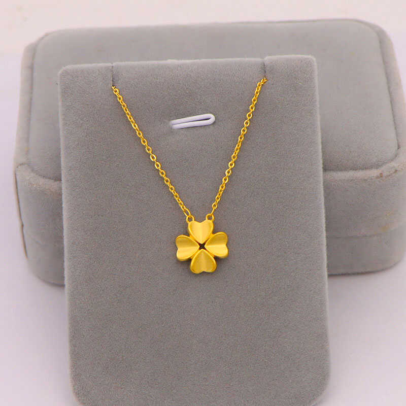 越南沙金四叶草结项链女锁骨链镀金黄金色高级感小众颈链吊坠首饰
