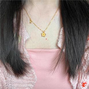 【很多星星】樱花黄金色项链沙金时尚简约锁骨链颈链不掉色高级感