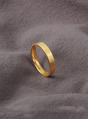 铜钱戒指钛钢不掉色钱多多素圈戒指旺财偏财戒指沙金戒指情侣对戒
