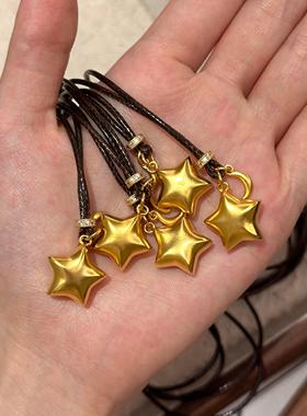 新中式沙金折纸星星吊坠绳编项炼毛衣炼简约百搭锁骨炼小众饰品