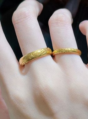 复古黄金色祥云戒指情侣一对戒时尚气质显白高级2023婚嫁饰品