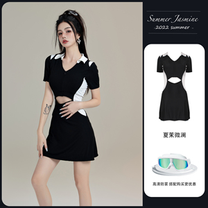 夏茉微澜泳衣女连体保守2023新款显瘦遮肚夏季高级感裙式性感温泉