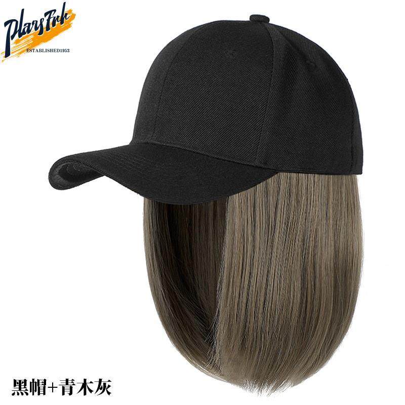 棒球帽带假发的帽子一体遮阳款夏天短发女士时尚网红自彷真发化疗