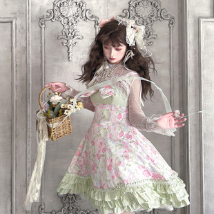 蔷薇废墟原创古早六片裁纯棉花墙ClaLolitaJSK连衣裙蔷薇春恋定金