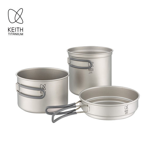 Keith纯钛户外便携饭盒餐具