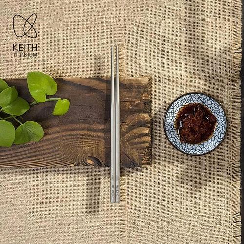 KEITH铠斯纯钛筷户外便携家用防滑钛餐具钛金属筷子耐高温抑菌