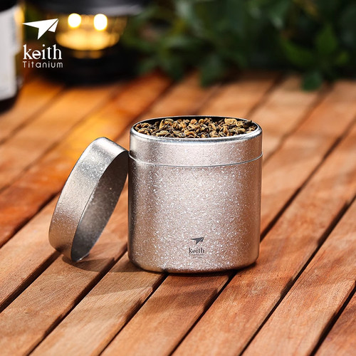 keith铠斯纯钛茶叶罐咖啡豆罐户外露营旅游便携罐子迷你储茶罐
