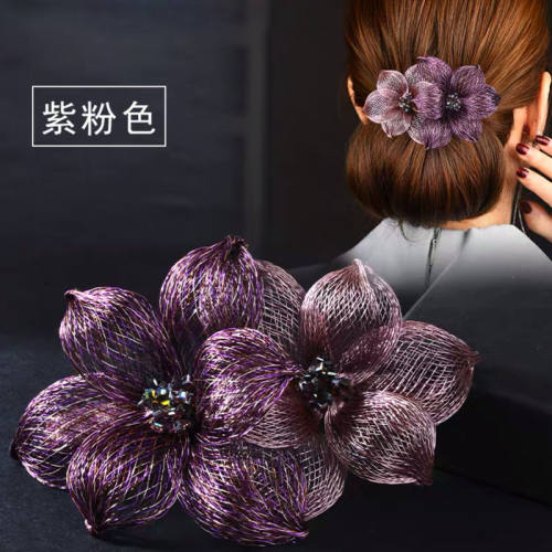 仿铜手工编织顶夹盘头优雅发卡