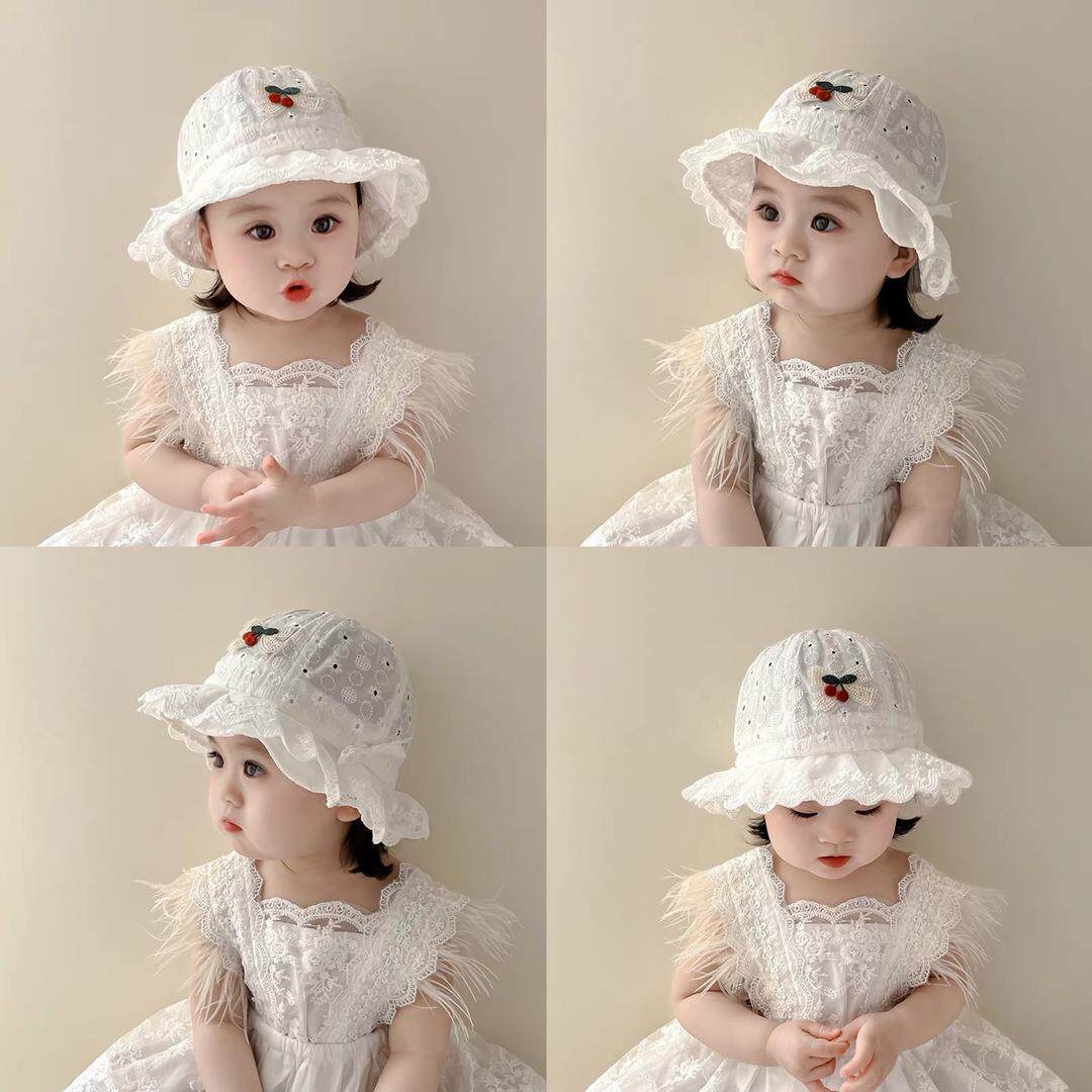 婴儿帽子春夏季薄款可爱韩版蕾丝边公主帽女宝宝遮阳防晒小童盆帽