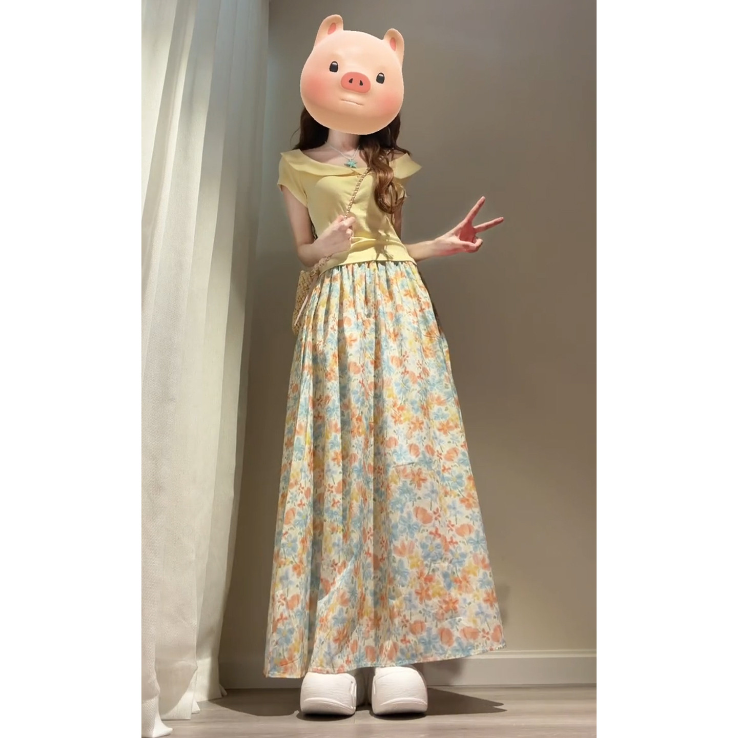 2026新款法式甜美黄色裙