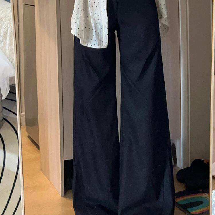 黑色阔腿西装裤子女款春