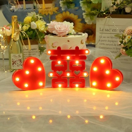 卧室主卧客厅婚房布置喜字led灯结婚场景装饰氛围囍灯立体灯牌ins