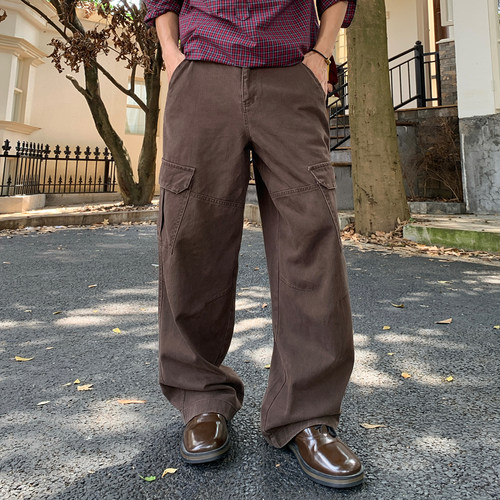 Holocene美式潮牌复古阔腿工装裤