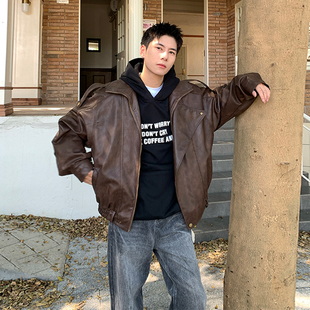 Holocene美式潮牌秋冬新款高级感痞帅感皮衣外套设计感百搭上衣男