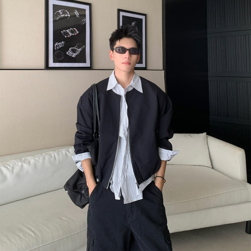 Holocene潮牌拼接假两件衬衫男