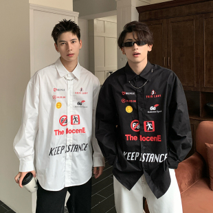 情侣同款 满印赛车风衬衫 小个子衬衣 潮牌原创巴黎风格 Holocene美式