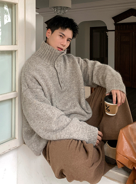 Holocene美式潮牌内搭高领毛衣冬季加厚针织衫宽松百搭套头针织衫