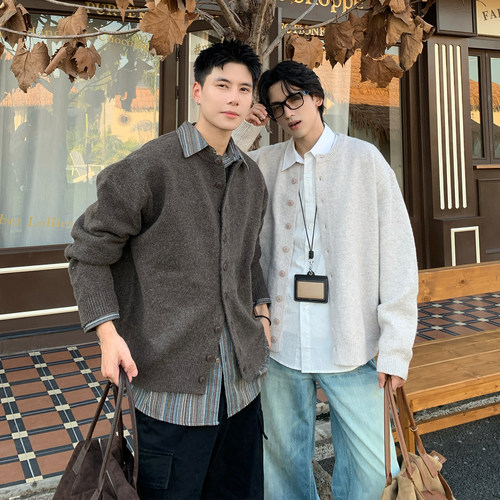 Holocene美式潮牌老钱风开衫毛衣