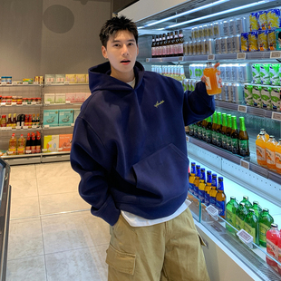 Holocene美式 设计感小众宽松上衣 潮牌字母印花重磅卫衣简约连帽衫