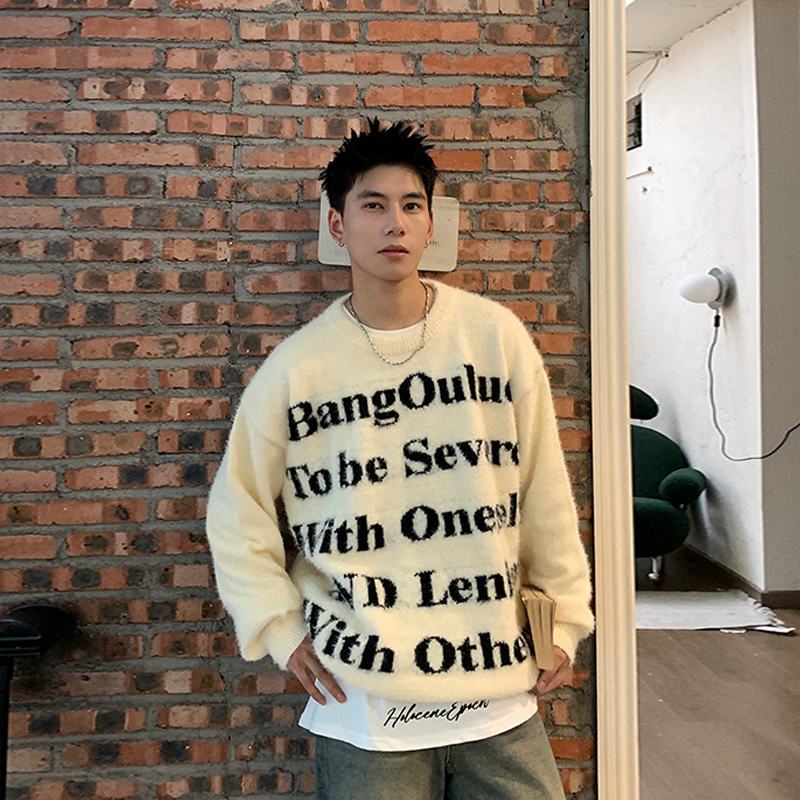 Holocene潮牌字母毛衣男针织衫