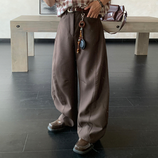 潮牌夏季 百搭小众阔腿裤 薄款 子直筒宽松纯色休闲裤 裤 Holocene美式