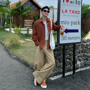 情侣衬衣 春秋百搭宽松休闲翻领复古长袖 Holocene美式 潮牌格子衬衫