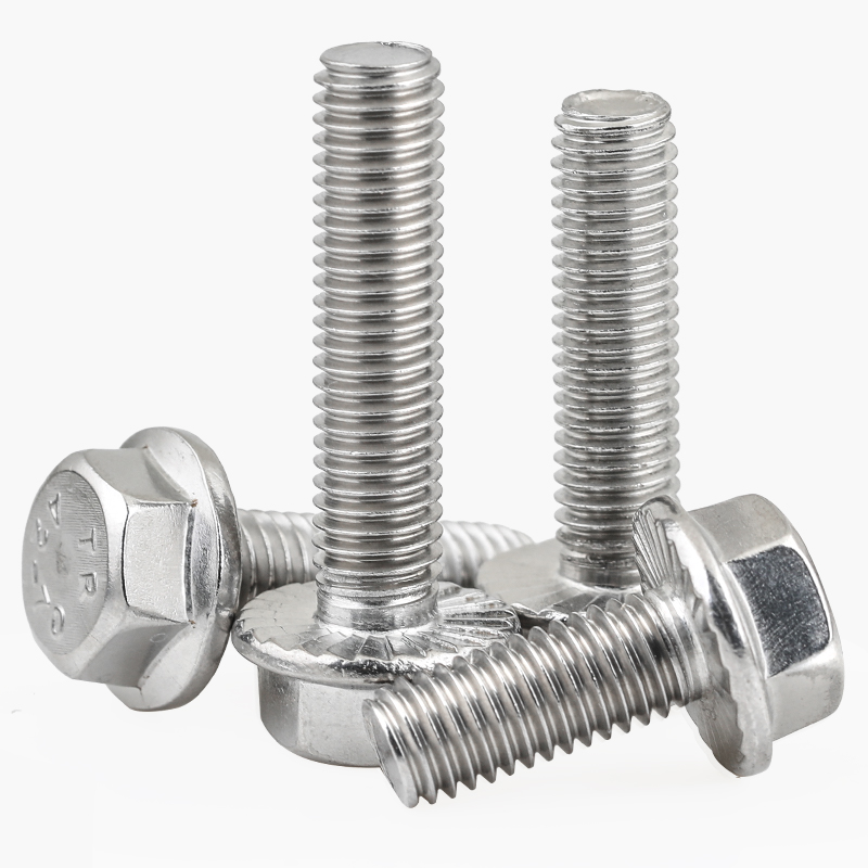 304不锈钢法兰面外六角螺栓带垫防滑螺丝M5M6M8M10M12*16-20-60mm