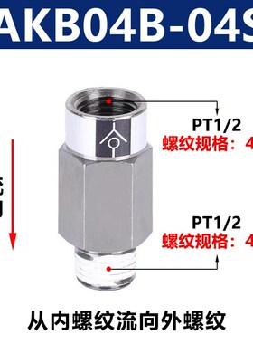 真空单向阀气动止回阀AKB01B-01S空气04B-04单向03B-03接头02B-02